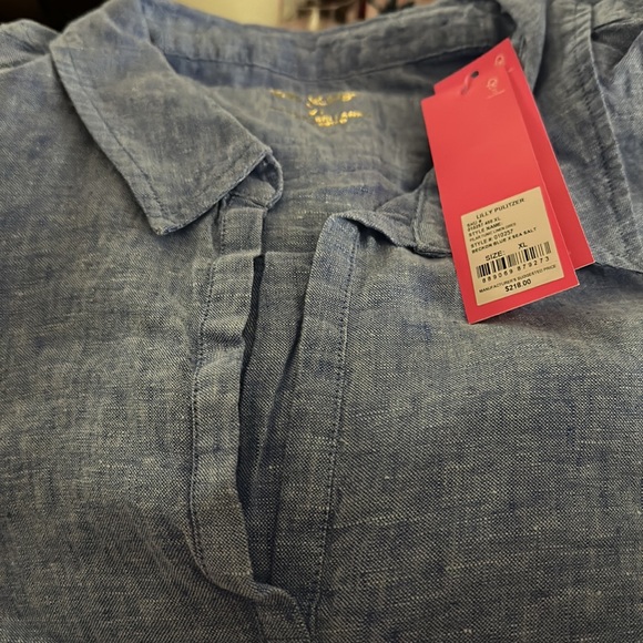 Blue Linen Lilly Pulitzer Mini Dress New XL NEW - Picture 3 of 3